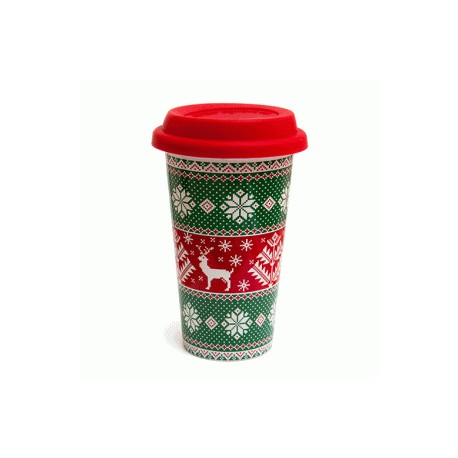 Termo Navidad Sueter navideño Ugly Sweater Verde Tapa Roja